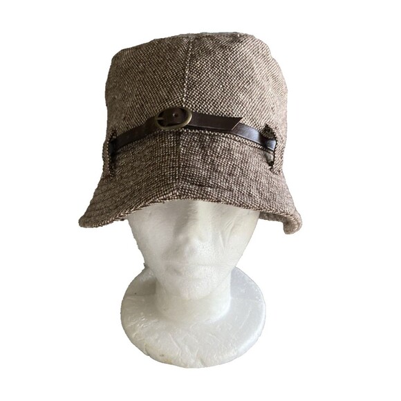 Filippo Catarzi Hat Women OS Brown Wool Blend Fedora Bucket Leather Strap Italy - Picture 1 of 10